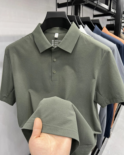 Top Brand Quality Mesh Fabric Sports Polo Shirt -Men's Wrinkle-resistant Breathable Ultra-stretch Golf Shirt Top and Tees