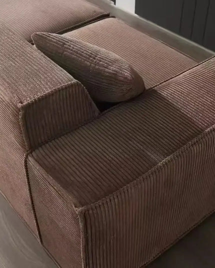 Compressed fabric sofa corduroy small unit straight row full sponge sofa without skeleton tofu block sofa