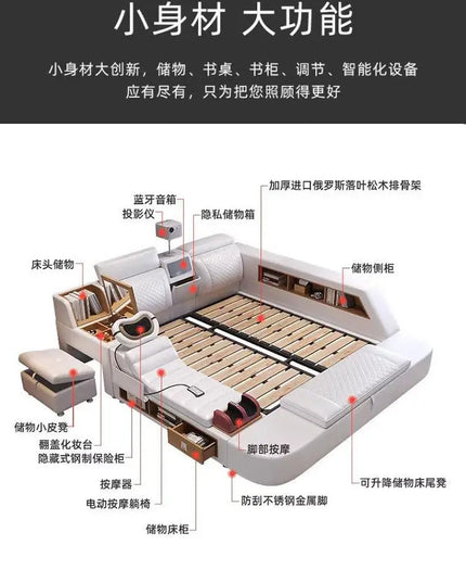 Comforter Mattresses Double Bed Luxury Organizer Bedframe Headboards Double Bed Bedroom Smart Camas De Dormitorio Furniture Home