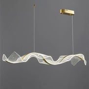 Modern Wave LED Pendant Lights for Living Restaurant Room Food Tables Bar Golden Chandelier Home Decor Hanging Light Fixture