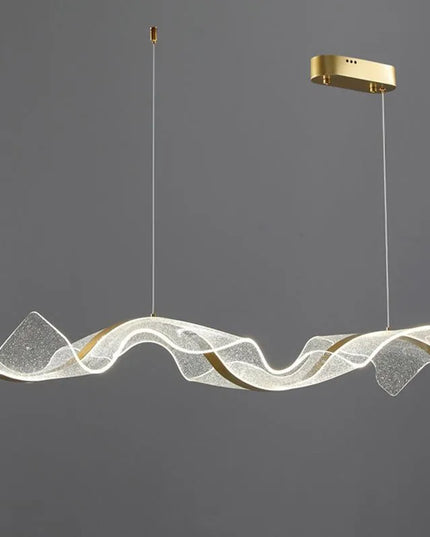 Modern Wave LED Pendant Lights for Living Restaurant Room Food Tables Bar Golden Chandelier Home Decor Hanging Light Fixture