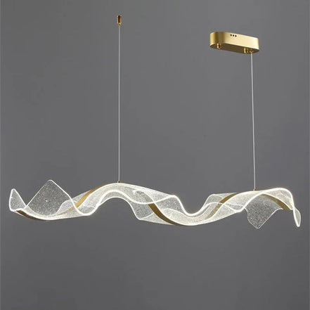 Modern Wave LED Pendant Lights for Living Restaurant Room Food Tables Bar Golden Chandelier Home Decor Hanging Light Fixture