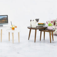 1 Set 1:12 Dollhouse Miniature Wooden Furniture Triangle Coffee Table Computer Desk Tea Model Living Room Home Decor Toy