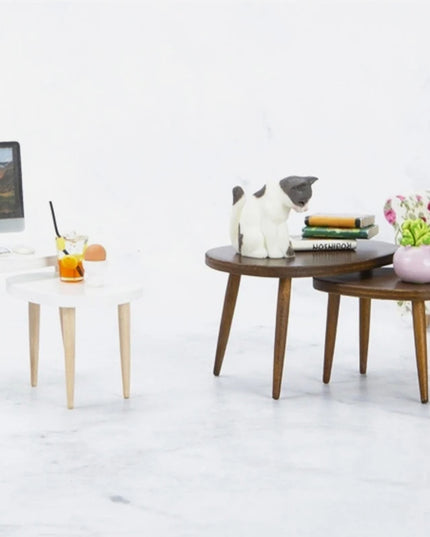 1 Set 1:12 Dollhouse Miniature Wooden Furniture Triangle Coffee Table Computer Desk Tea Model Living Room Home Decor Toy