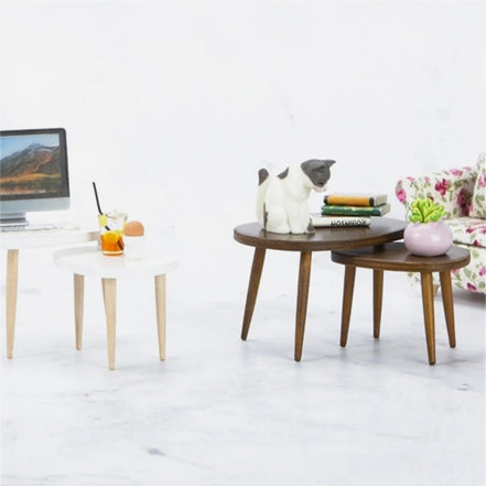 1 Set 1:12 Dollhouse Miniature Wooden Furniture Triangle Coffee Table Computer Desk Tea Model Living Room Home Decor Toy
