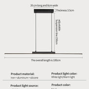 Modern LED Chandelier Featuring Minimalist Linear Panel Design 80/100cm Textured Pendant Light For Dining Rooms Bedrooms  Studie