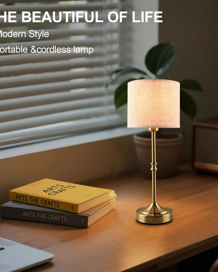 Cordless Table Lamps Rechargeable Battery Lamp with 3-Level Dimmable Fabric Touch Bedside Lamps for Bedroom, Living Room