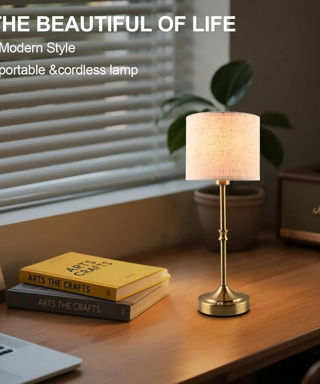 Cordless Table Lamps Rechargeable Battery Lamp with 3-Level Dimmable Fabric Touch Bedside Lamps for Bedroom, Living Room