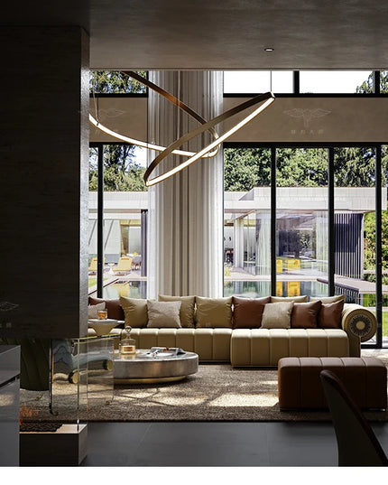 Italian Leather Living Room Sofas Minimalist Luxury Modern Design Sofa Multifunctional Elegant Meuble De Salon Home Furniture