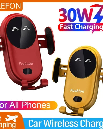 VIKEFON 30W Car Wireless Charger Car Phone Holder for iPhone 12 Pro Max 11 Pro X MAX 8 7 Plus Intelligent Infrared Phone Holder