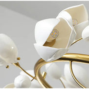 Modern Luxury French Creamy Wind Ceramic Chandelier Living Dining Room Bedroom Led Pendant Lamp Home Decor Hanging Light Fixture