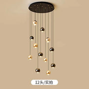 Modern LED Crystal Chandelier Art Decor Ball Long Hanging Lamps for Staircase Minimalist Round Gold Creative Lighting Fixtures