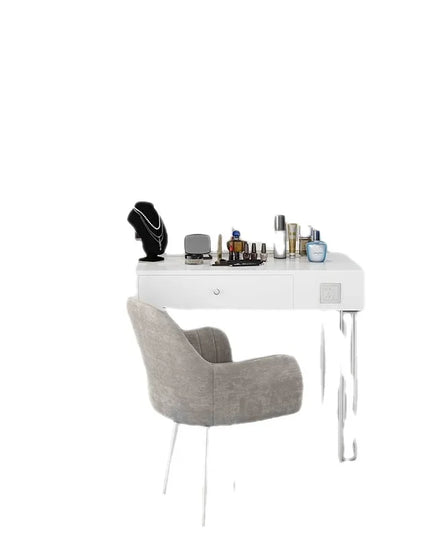 Vanity Set with Lighted Mirror, Makeup Vanity Dressing Table with LED Light, Drawers, Storage Shelves and Cosmetics Cabinet