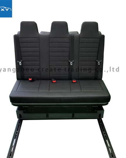Comfortable Three-Passenger Leather Folding RV Camper Van Sofa Seat Bed Sofa Convertible Into Bed