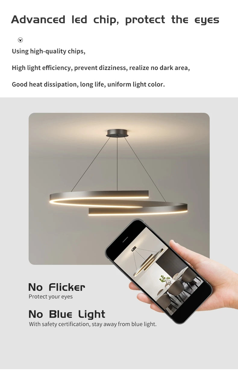 Modern LED spiral chandelier is suitable for living room dining room bedroom study villa home decoration lighting room decoratio