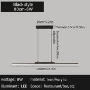 Modern LED Chandelier Featuring Minimalist Linear Panel Design 80/100cm Textured Pendant Light For Dining Rooms Bedrooms  Studie