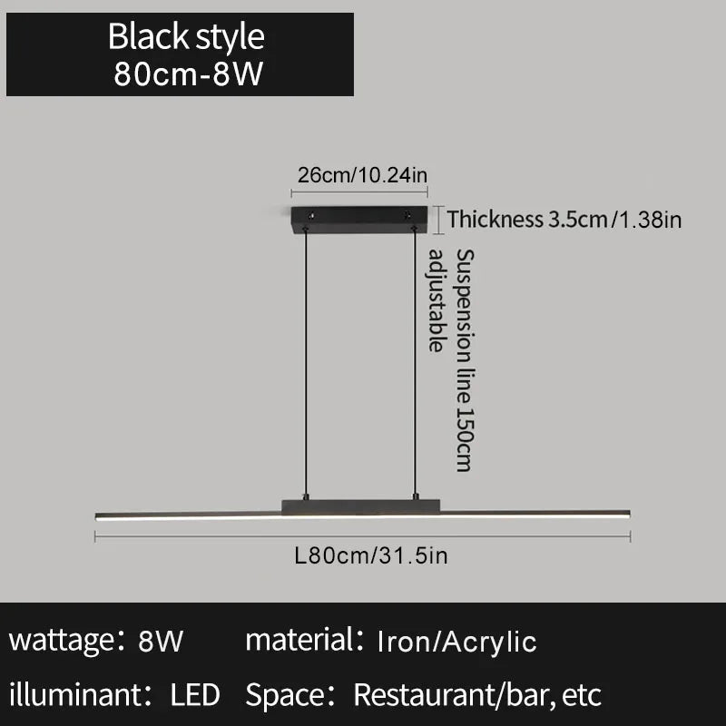 Modern LED Chandelier Featuring Minimalist Linear Panel Design 80/100cm Textured Pendant Light For Dining Rooms Bedrooms  Studie