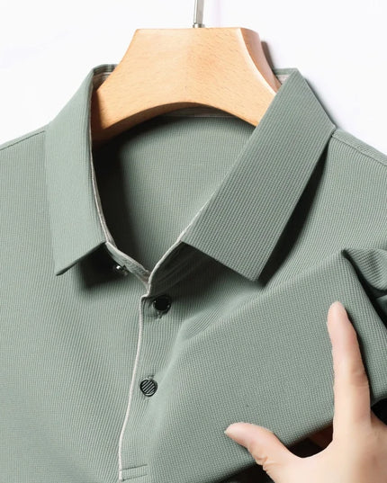 2025 new men's golf jersey summer collar, loose, elastic, quick drying and moisture absorption
