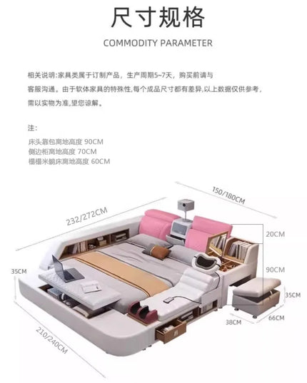 Comforter Mattresses Double Bed Luxury Organizer Bedframe Headboards Double Bed Bedroom Smart Camas De Dormitorio Furniture Home