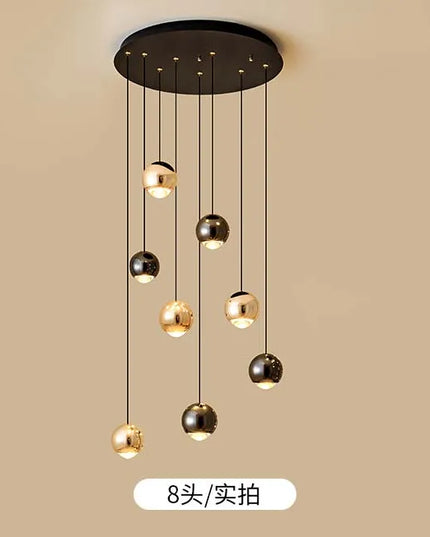 Modern LED Crystal Chandelier Art Decor Ball Long Hanging Lamps for Staircase Minimalist Round Gold Creative Lighting Fixtures