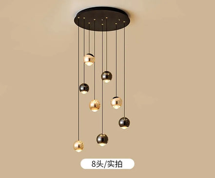 Modern LED Crystal Chandelier Art Decor Ball Long Hanging Lamps for Staircase Minimalist Round Gold Creative Lighting Fixtures