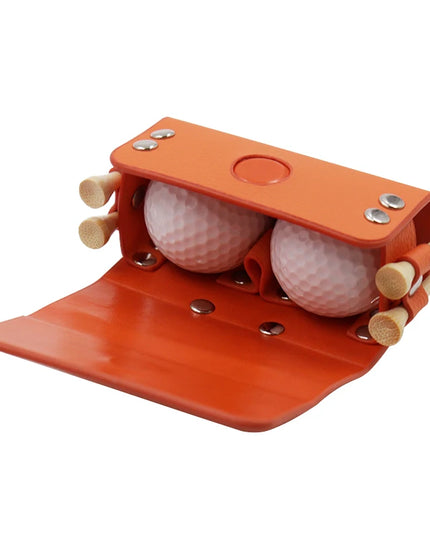 Golf Pouch Bags Travel Case Golf Ball Bag Portable Waist Storage Bag PU Leather For 2Pcs Golf Balls Holds  And 4 Golf Tees Bag