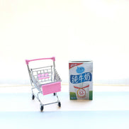 1:48 Mini Supermarket Shopping Trolley Cart Desktop Model Children's Toys Home Decoration Miniature