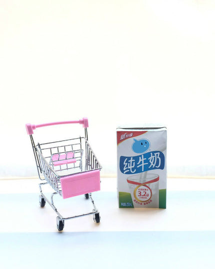 1:48 Mini Supermarket Shopping Trolley Cart Desktop Model Children's Toys Home Decoration Miniature