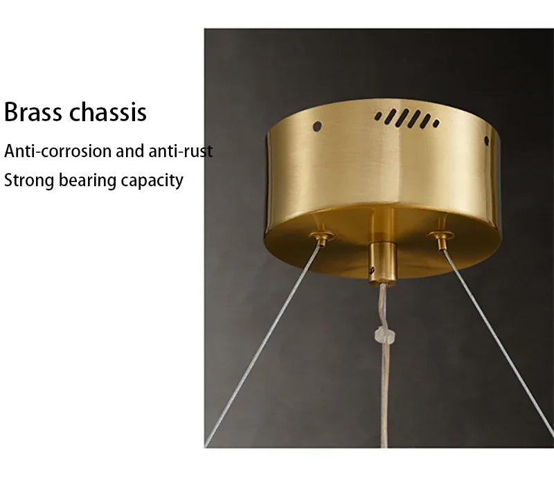 Modern LED Chandelier Lamp For Living Room Bedroom Dining Kitchen Ceiling Lights Ring Glass Flower Design Suspension Light