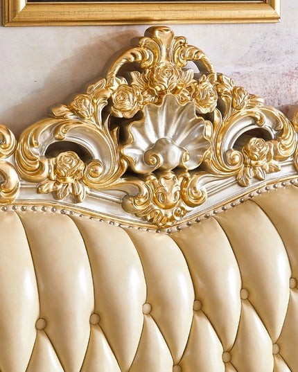 European Royal Luxury Villa Living Room Sofa Set Large Sized Solid Wood Carving with Noble Gold Finish for Hotels
