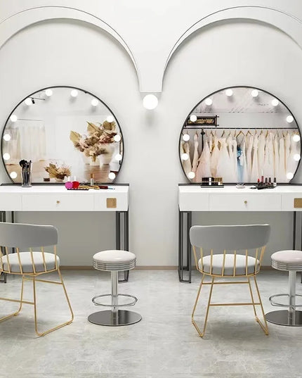 Vanity Set with Lighted Mirror, Makeup Vanity Dressing Table with LED Light, Drawers, Storage Shelves and Cosmetics Cabinet