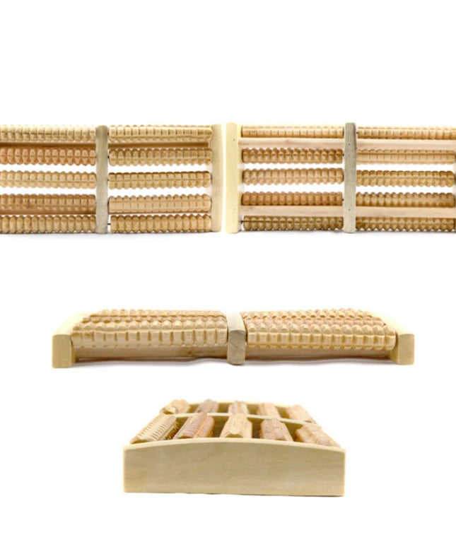 Dual Wooden Foot Feet Massager Roller Relieves Plantar Fasciitis Heel Arch Pain Stress Relief & Relaxation Gift Tool Product