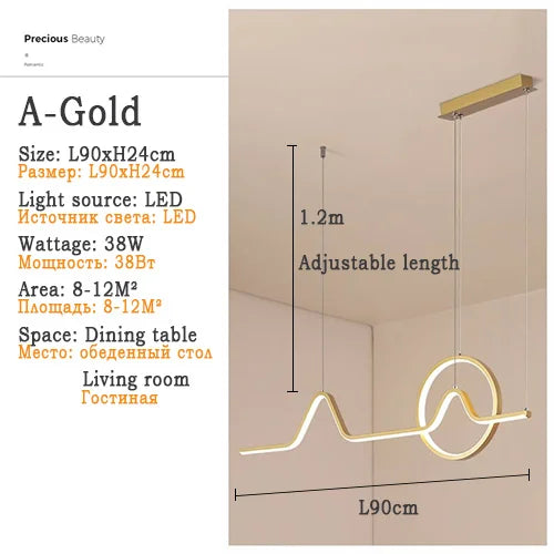 Modern LED Ceiling Chandelier Dining Table Indoor Lighting Chandeliers Kitchen Pendant Light Living Room Decoration Hanging Lamp