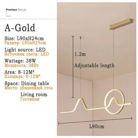 Modern LED Ceiling Chandelier Dining Table Indoor Lighting Chandeliers Kitchen Pendant Light Living Room Decoration Hanging Lamp