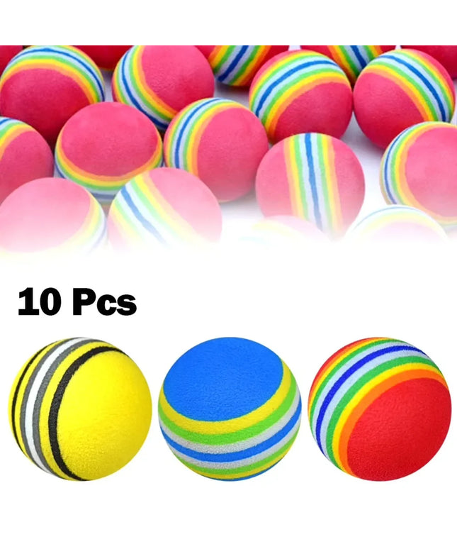 10PCS Foam Golf Balls Indoor Swing Training Practice Balls Rainbow Sponge Balls Golf Beginners Flexible Training Aid Accessories