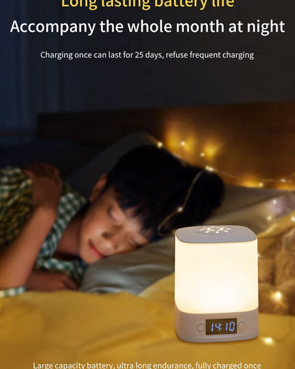 LED Night Lamp Rechargeable Table Lamp Clock Display Soft Sleeping Lamp Touch Switch Bedside Lamp for Bedroom Decor