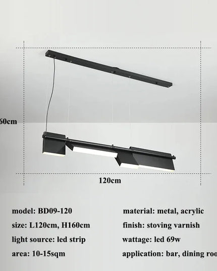 Modern danish Chandelier Design Rotatable Black Led minimalist light Dining Room Decor Led Lamp Bar Loft coffee tables lights