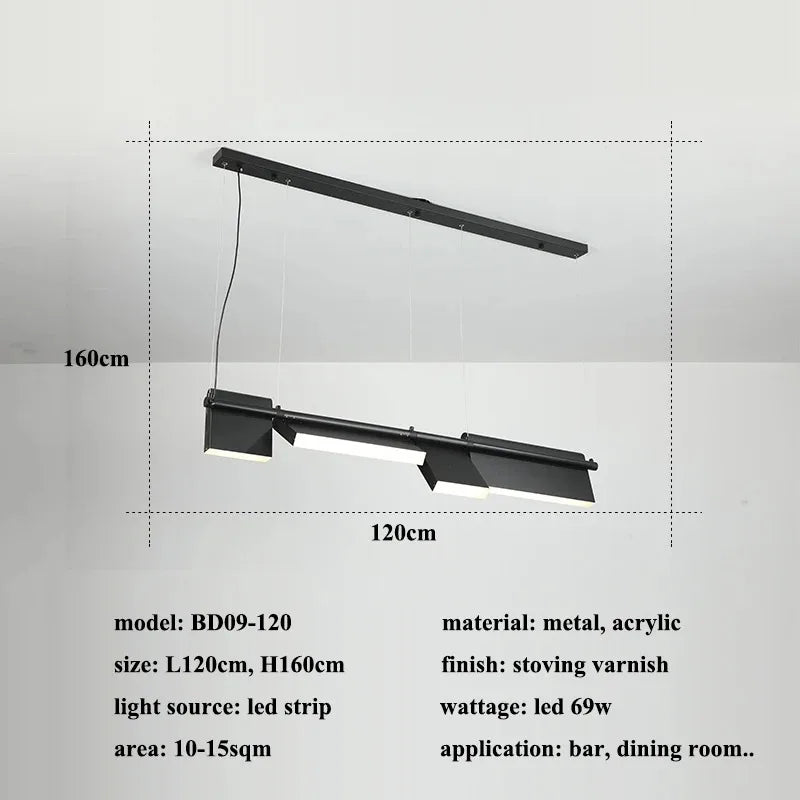 Modern danish Chandelier Design Rotatable Black Led minimalist light Dining Room Decor Led Lamp Bar Loft coffee tables lights