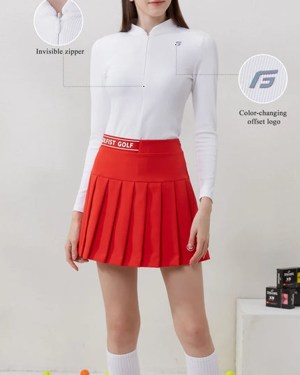 Golfist Golf Women Clothing Autumn Spring Long Sleeve T-shirt Stand Collar Golf Apparel Tennis Athletic Top