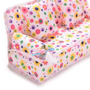 1 Set Cute Miniature Doll House Furniture Flower Cloth Sofa With 2 Cushions Pretend Play For Doll Kids Play House Toys