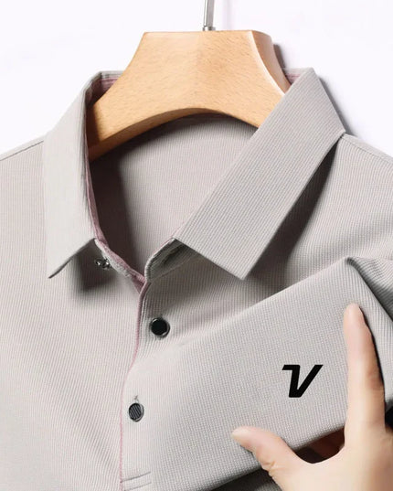 2025 new men's golf jersey summer collar, loose, elastic, quick drying and moisture absorption