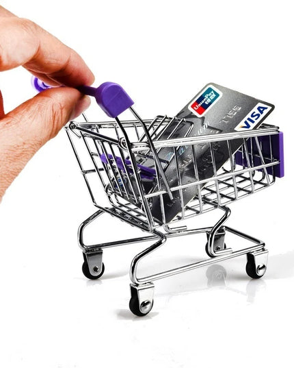 1:48 Mini Supermarket Shopping Trolley Cart Desktop Model Children's Toys Home Decoration Miniature