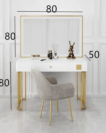 Vanity Set with Lighted Mirror, Makeup Vanity Dressing Table with LED Light, Drawers, Storage Shelves and Cosmetics Cabinet