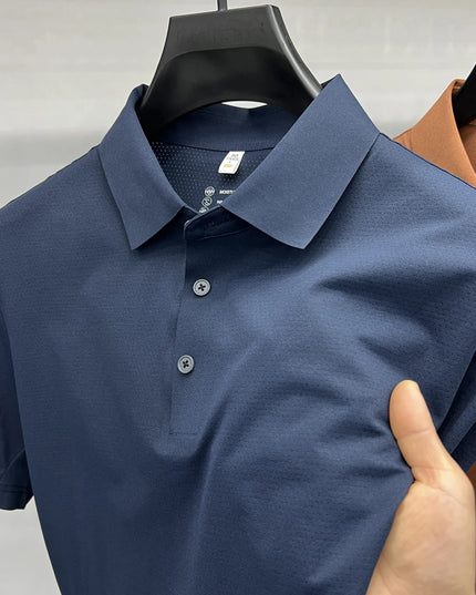 Top Brand Quality Mesh Fabric Sports Polo Shirt -Men's Wrinkle-resistant Breathable Ultra-stretch Golf Shirt Top and Tees