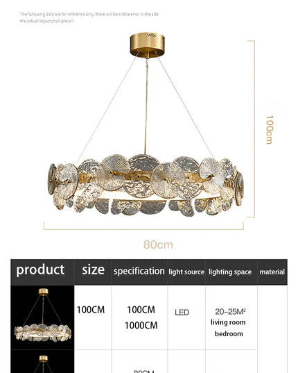 Modern LED Chandelier Lamp For Living Room Bedroom Dining Kitchen Ceiling Lights Ring Glass Flower Design Suspension Light