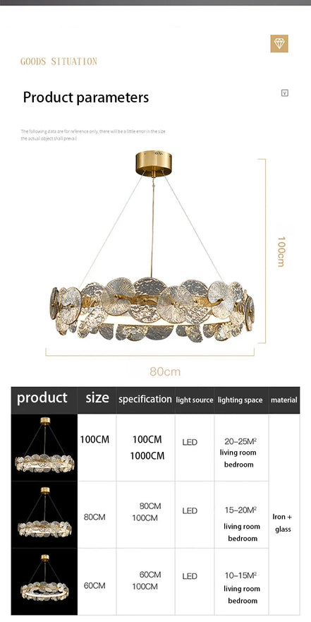 Modern LED Chandelier Lamp For Living Room Bedroom Dining Kitchen Ceiling Lights Ring Glass Flower Design Suspension Light