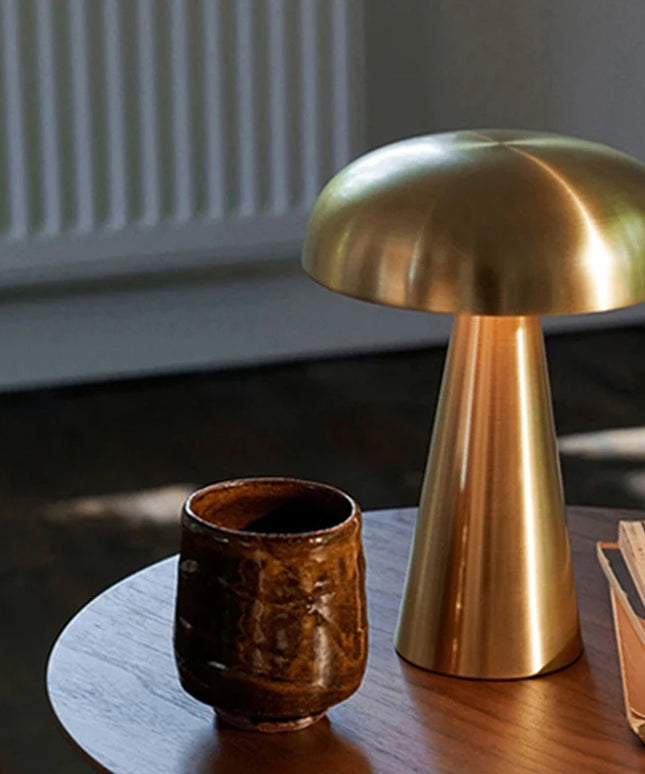 Rechargeable Table Lamp Bedroom Decoration Bar Living Room Bedside Mood Lights Touch Three Level Dimming Metal Mushroom Lamps