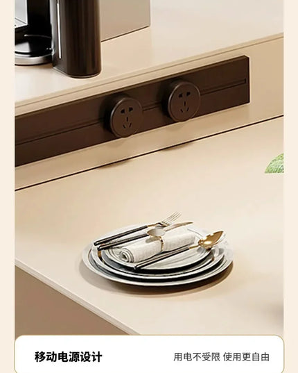 Kitchen Island with Extendable Dining Table Integrated Rolling Kitchen Storage Household with Slate Rack Cabinet for Kitchen
