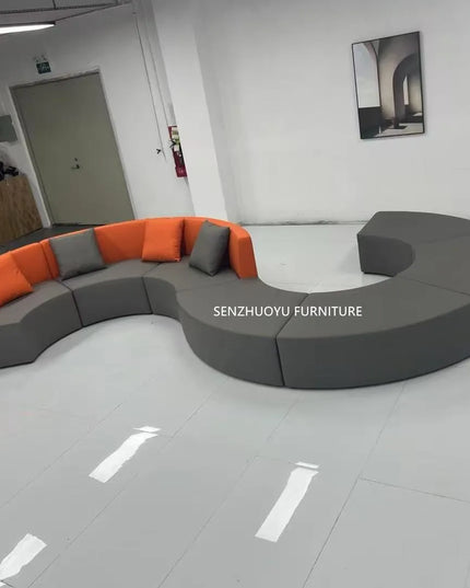 Modern S-Shape Sectional Sofa Set for Home Office for Hotels Public Areas Restaurants Durable PU Leather Cover