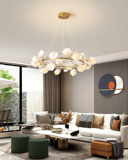 Modern Luxury French Creamy Wind Ceramic Chandelier Living Dining Room Bedroom Led Pendant Lamp Home Decor Hanging Light Fixture